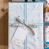 Christmas Toile Wrapping Paper Sheets - Blue