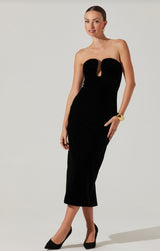 Arista Sweetheart Velvet Midi Dress