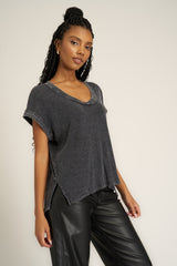 Too Deep Washed Scoop Neck Tee