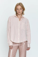 Sloane Oversized Button Down in Rose Stripe