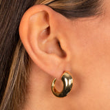 Solid Bubble Elongated Hoop Earring