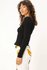 What's The Scoop Washed Rib Long Sleeve