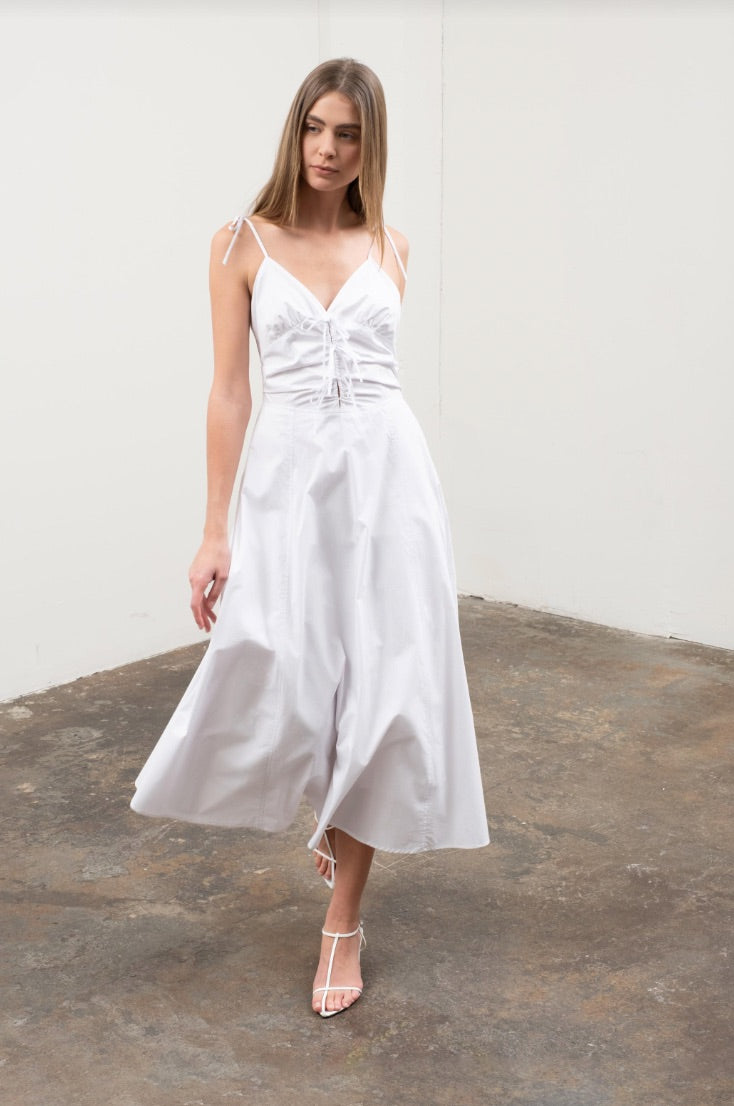Spaghetti Strap V-Neck Midi Dress