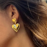 Heart Double Drop Earring