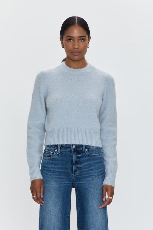 Sara Shrunken Crewneck in Sky Blue