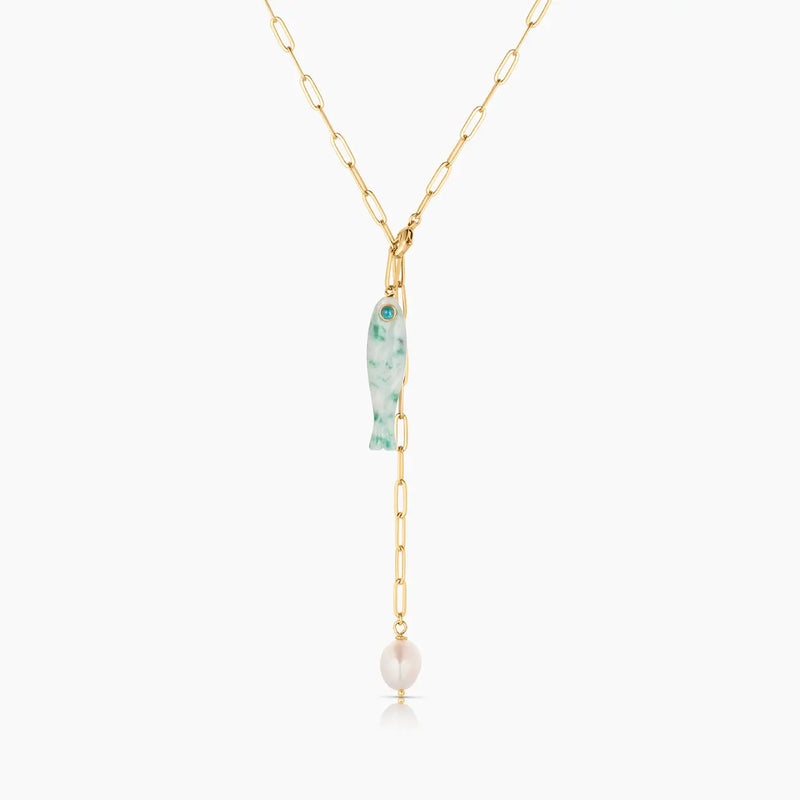 Fortuna Green Dot Lariat Necklace