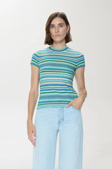 Selene Short Sleeve Sweater Tee - Blue Green