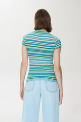 Selene Short Sleeve Sweater Tee - Blue Green
