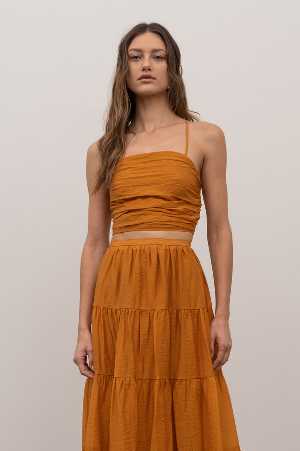 Sleeveless Ruched Crop Top