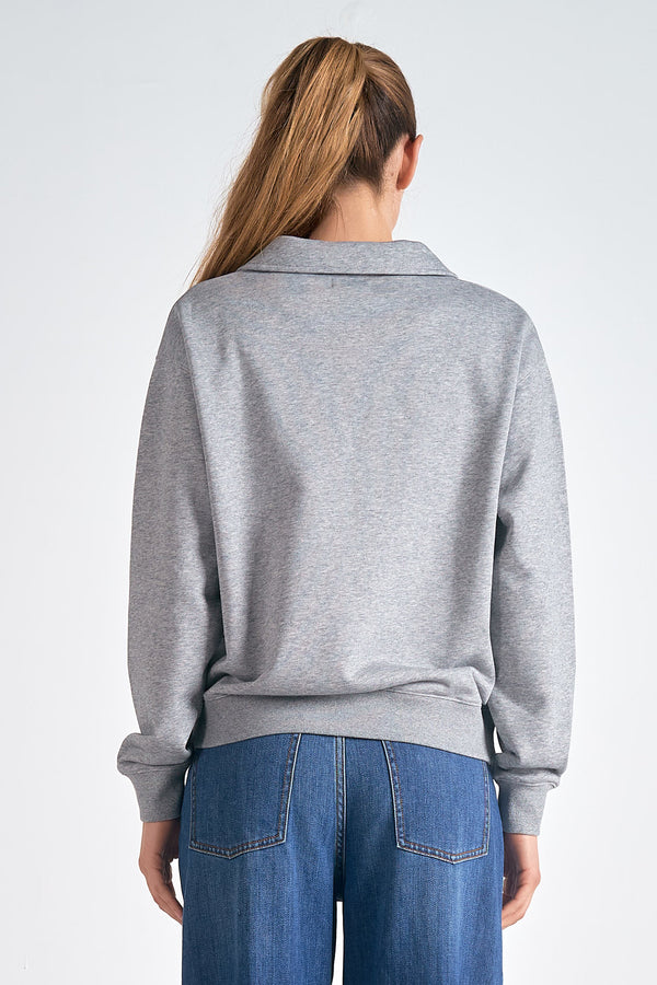 Heather Grey Polo Sweater