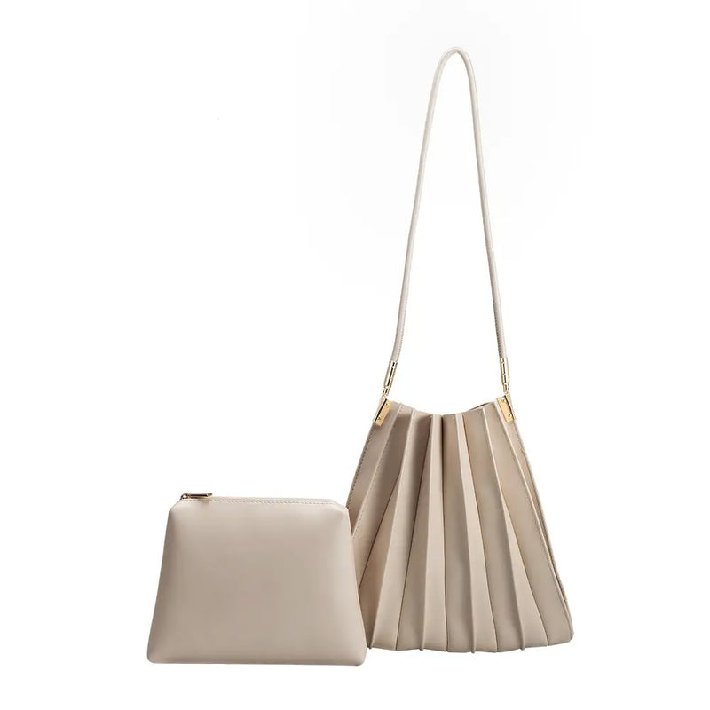 Carrie Bone Pleated Shoulder Bag
