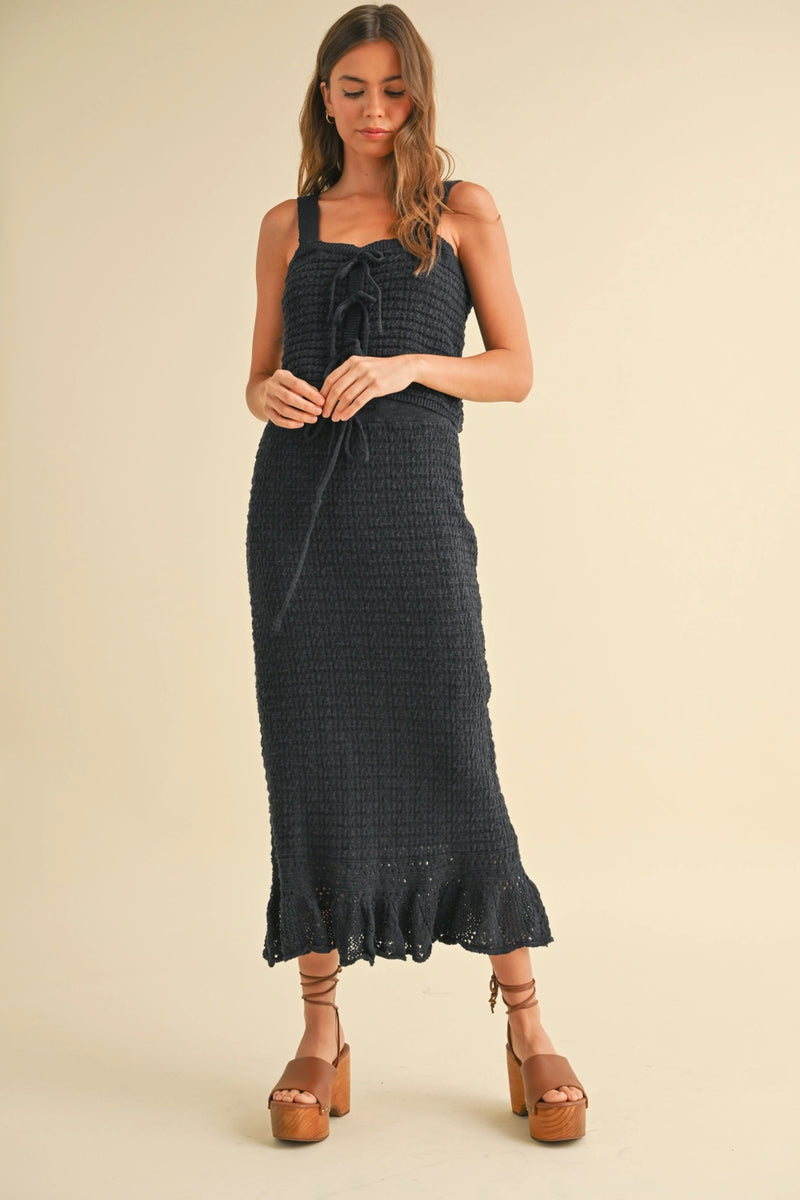 Navy Crochet Knitted Set