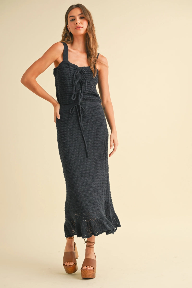 Navy Crochet Knitted Set