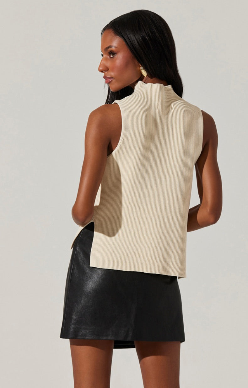 Zea Mock Neck Sleeveless Sweater