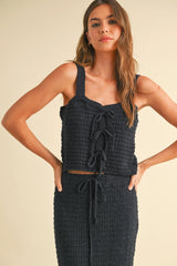 Navy Crochet Knitted Set