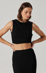 Keely Textured Sleeveless Crop Top