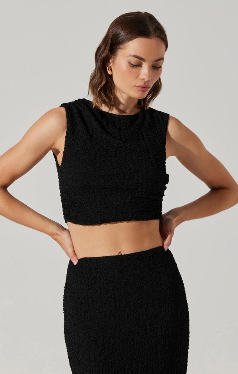 Keely Textured Sleeveless Crop Top