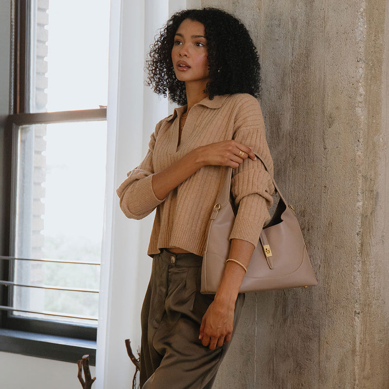 Caroline Taupe Shoulder Bag