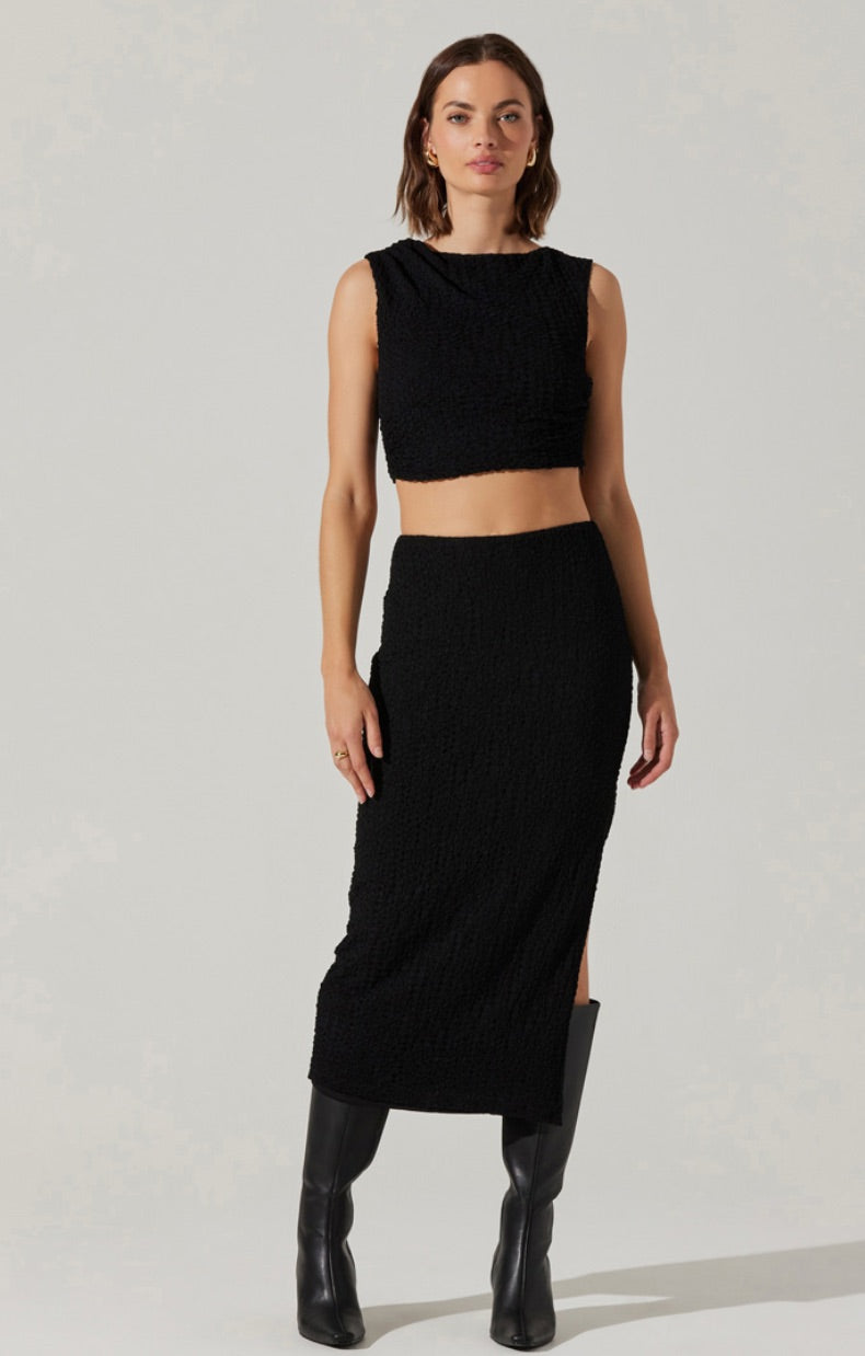 Keely Textured Sleeveless Crop Top