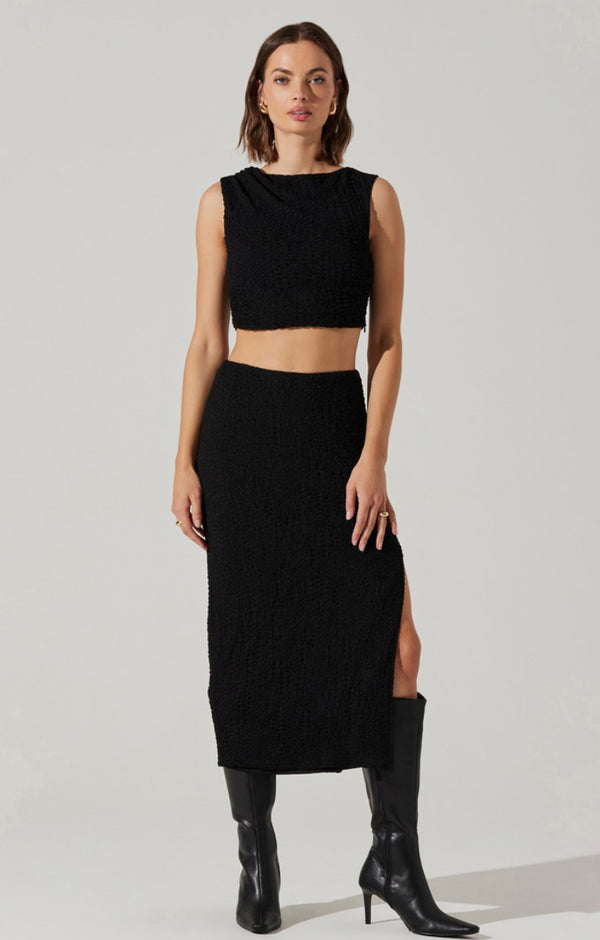 Keely Textured Sleeveless Crop Top