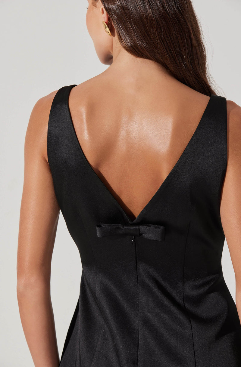 alisanne satin mini dress ASTR the Label | Alisanne Feather Trim Mini Dress in Black