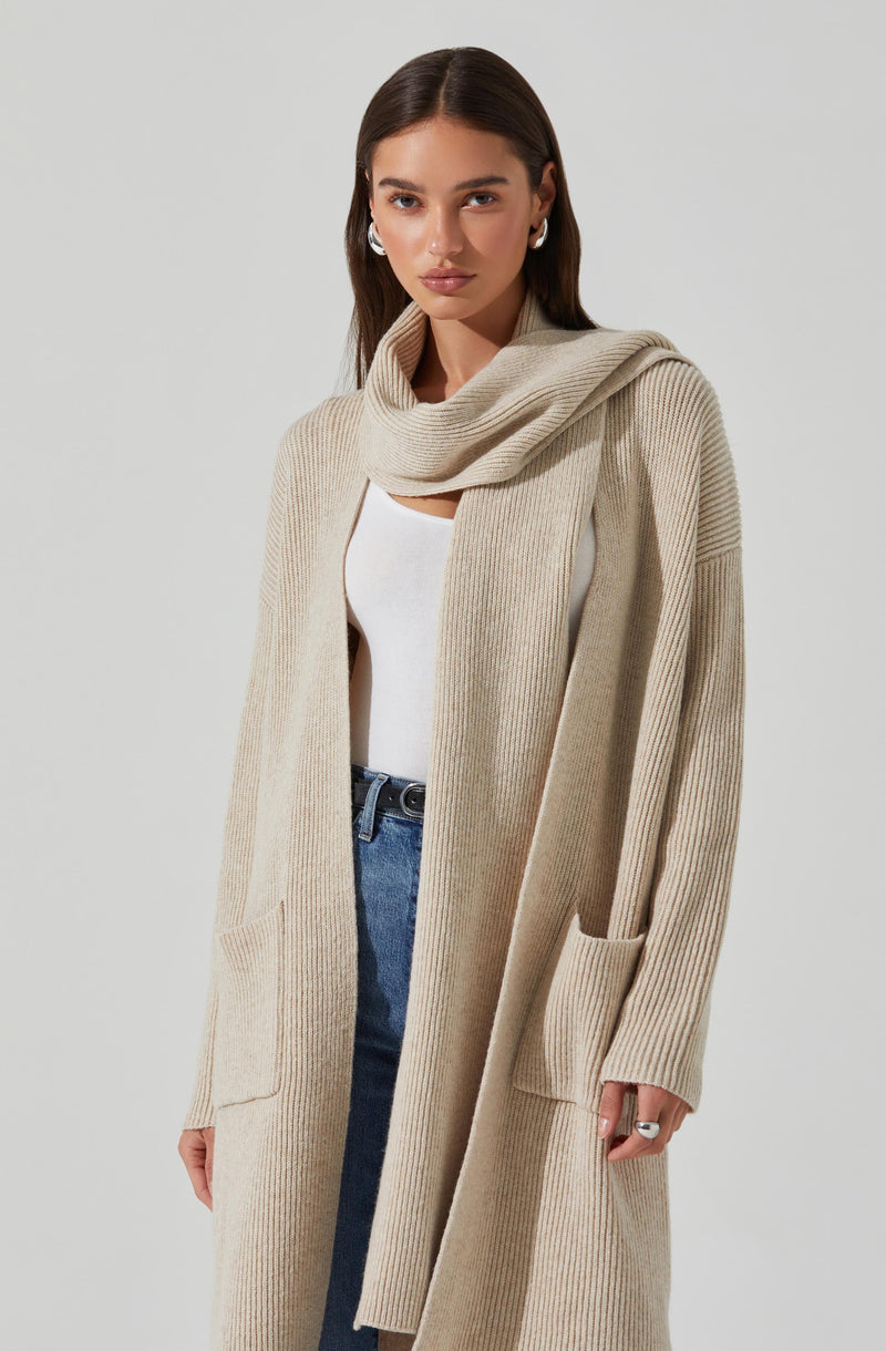 Noemi Ribbed Scarf Cardigan