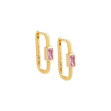 Bezel Baguette Oval Huggie Earring