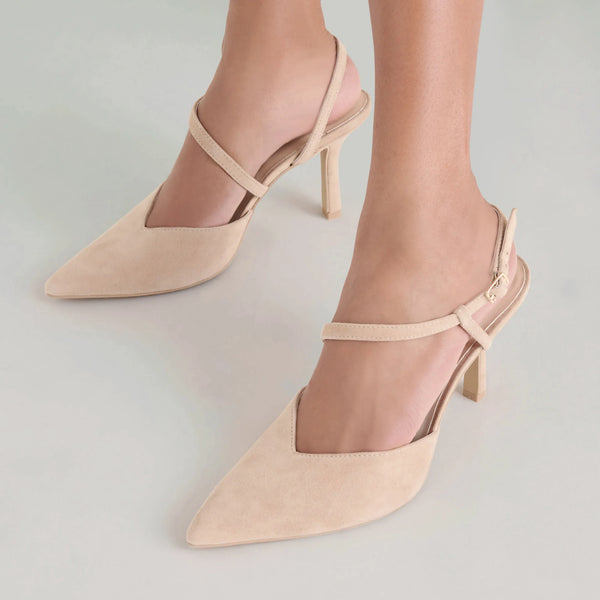 Kamra Heels Camel Suede