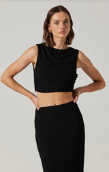 Keely Textured Sleeveless Crop Top