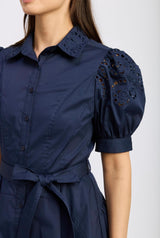 Puff Sleeve Mini Shirt Dress