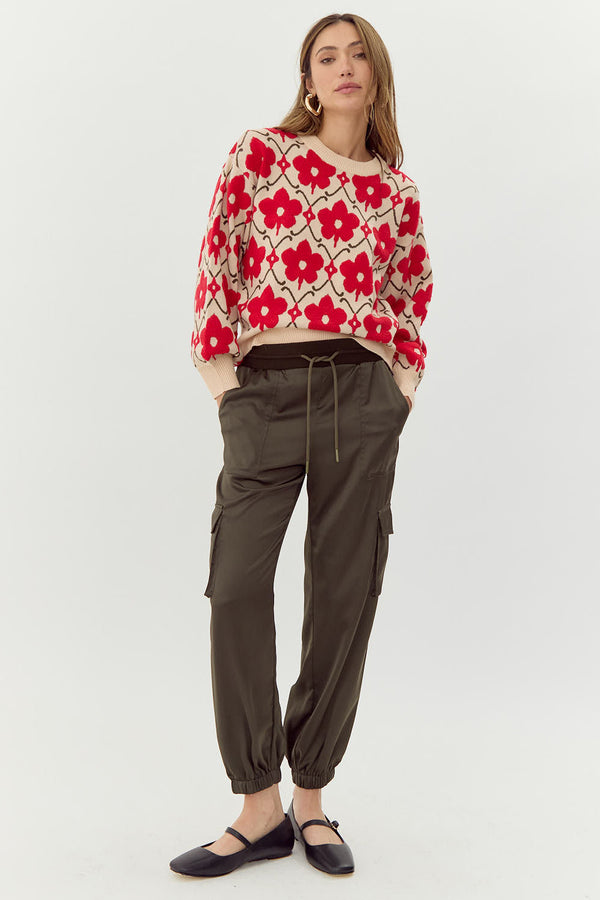 Lorna Textured Flower Pull Over Knit Sweater
