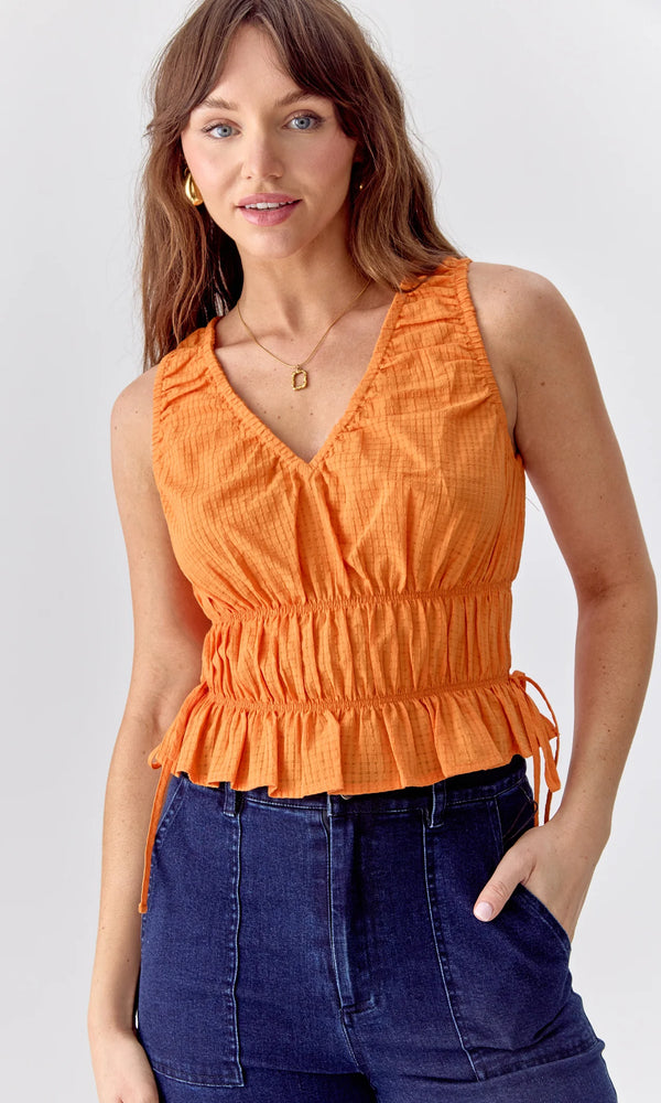 Whitney Textured Ruched Top