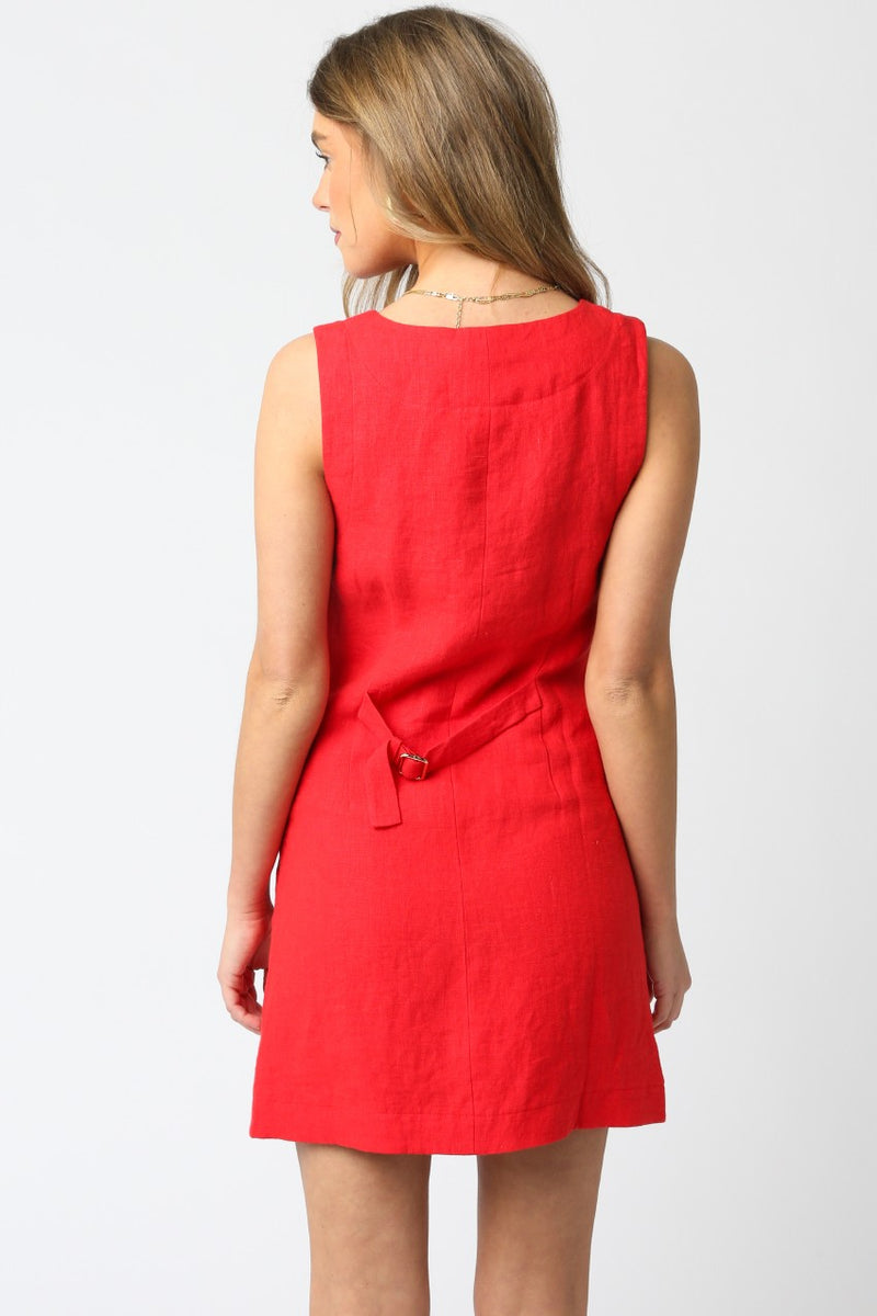 Red Linen Mini Dress