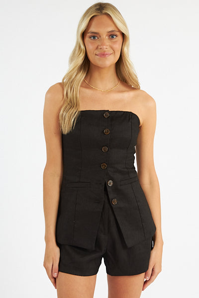 Niki Linen Strapless Vest