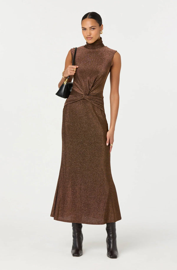 Riana Metallic Twist Front Maxi Dress
