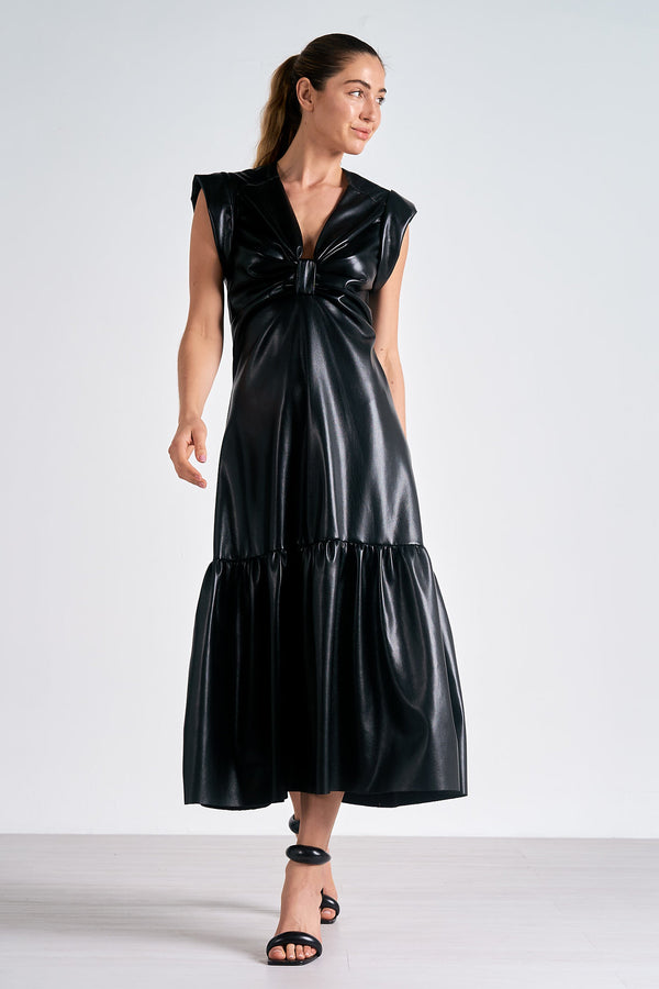 Black Leather Maxi Dress