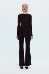Kinsley Mid Rise Ultra Flare Pant - Mocha
