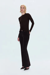 Kinsley Mid Rise Ultra Flare Pant - Mocha