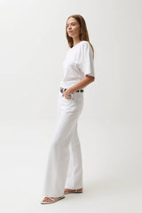 Jadyn Low Slung Palazzo Jean - Vivid White