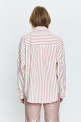 Sloane Oversized Button Down in Rose Stripe