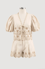 Eyelet Short Sleeve Top
