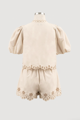Eyelet Short Sleeve Top