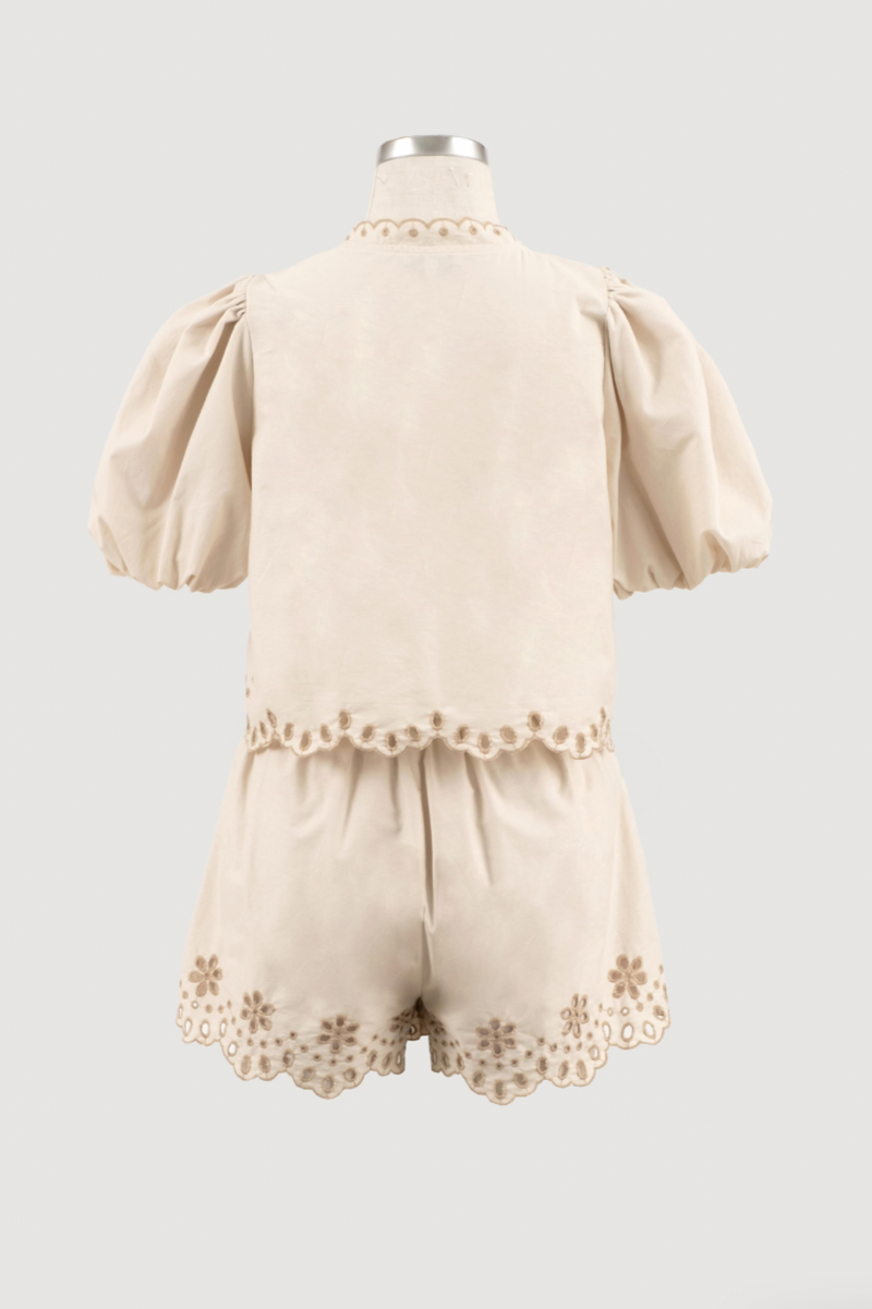 Eyelet Short Sleeve Top