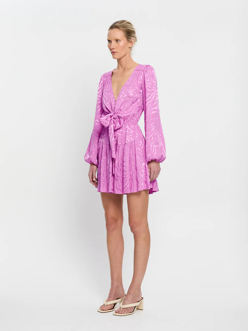 kiss land tie front mini dress Reformation Women's Tyra Floral Tie Front Minidress - Pink