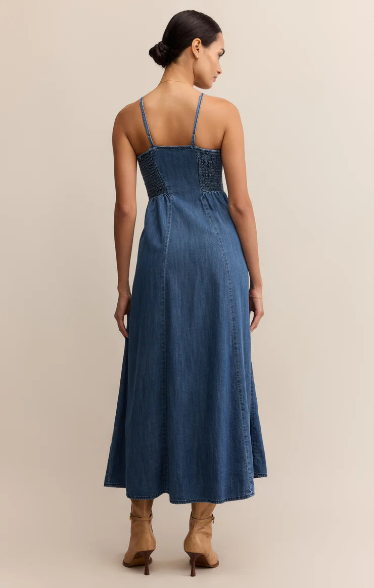 ANGEL EYES DENIM MIDI DRESS