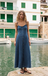 ANGEL EYES DENIM MIDI DRESS