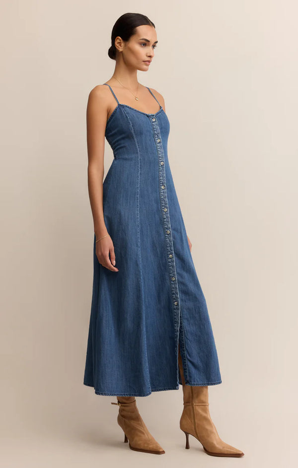 ANGEL EYES DENIM MIDI DRESS