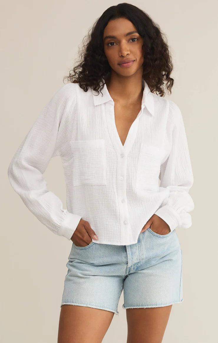 CAMPO BUTTON UP GAUZE TOP