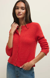 Medina Rib Cardigan Red Lotus