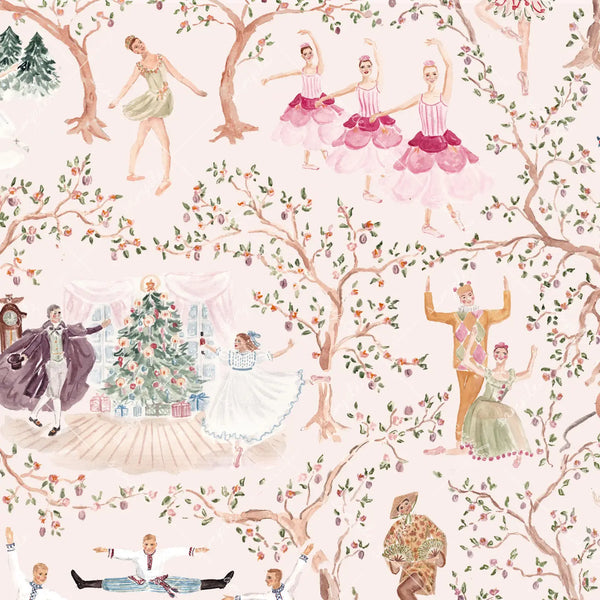 Nutcracker Toile Wrapping Paper Sheets